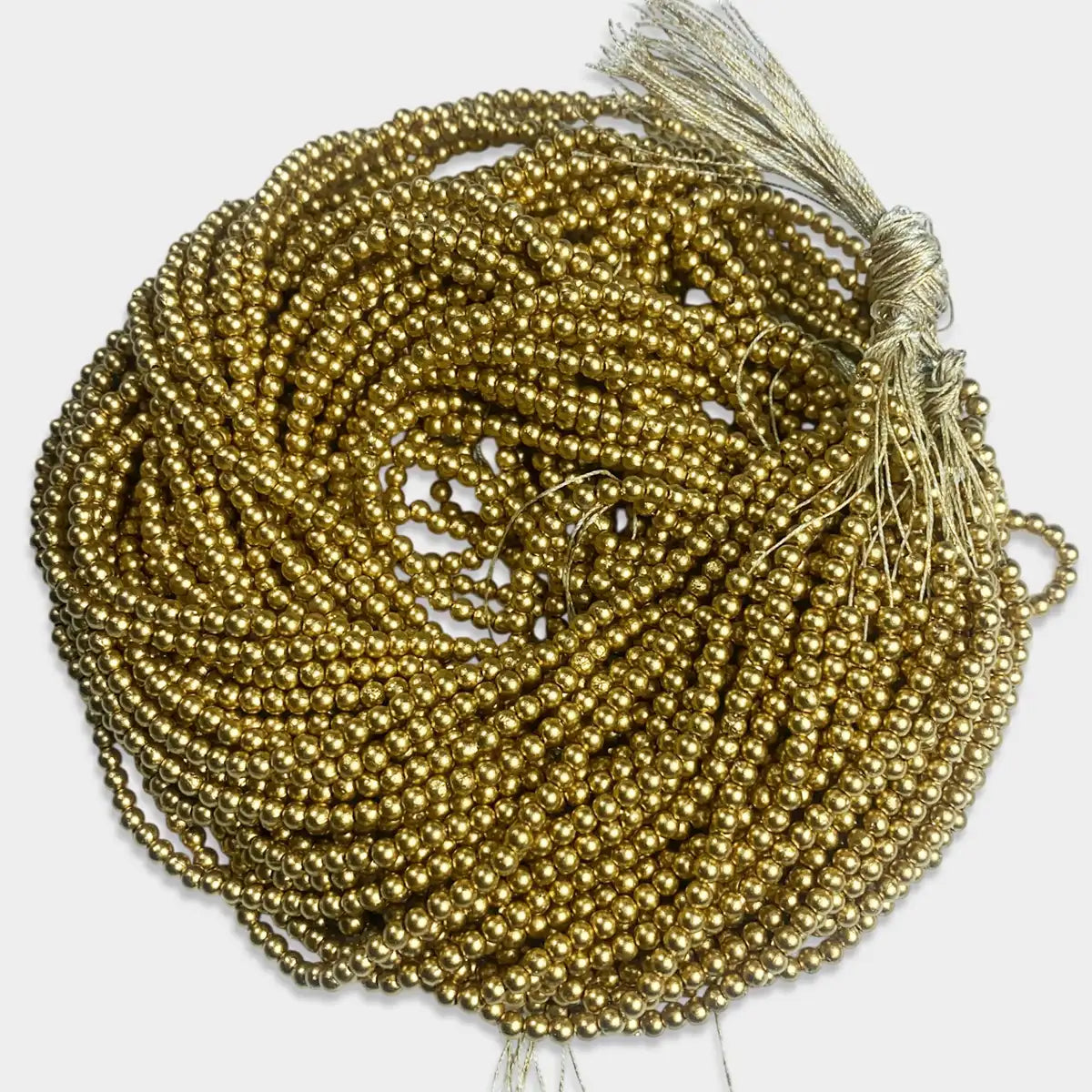 3mm Bunch Beads – 5 Bunches (Each 12 Lines) – Dull Gold