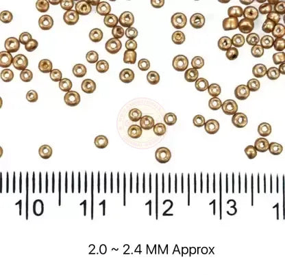 A STAR Sugar or Seed Beads Gold Color 10/0(2mm) 100Grams Pack
