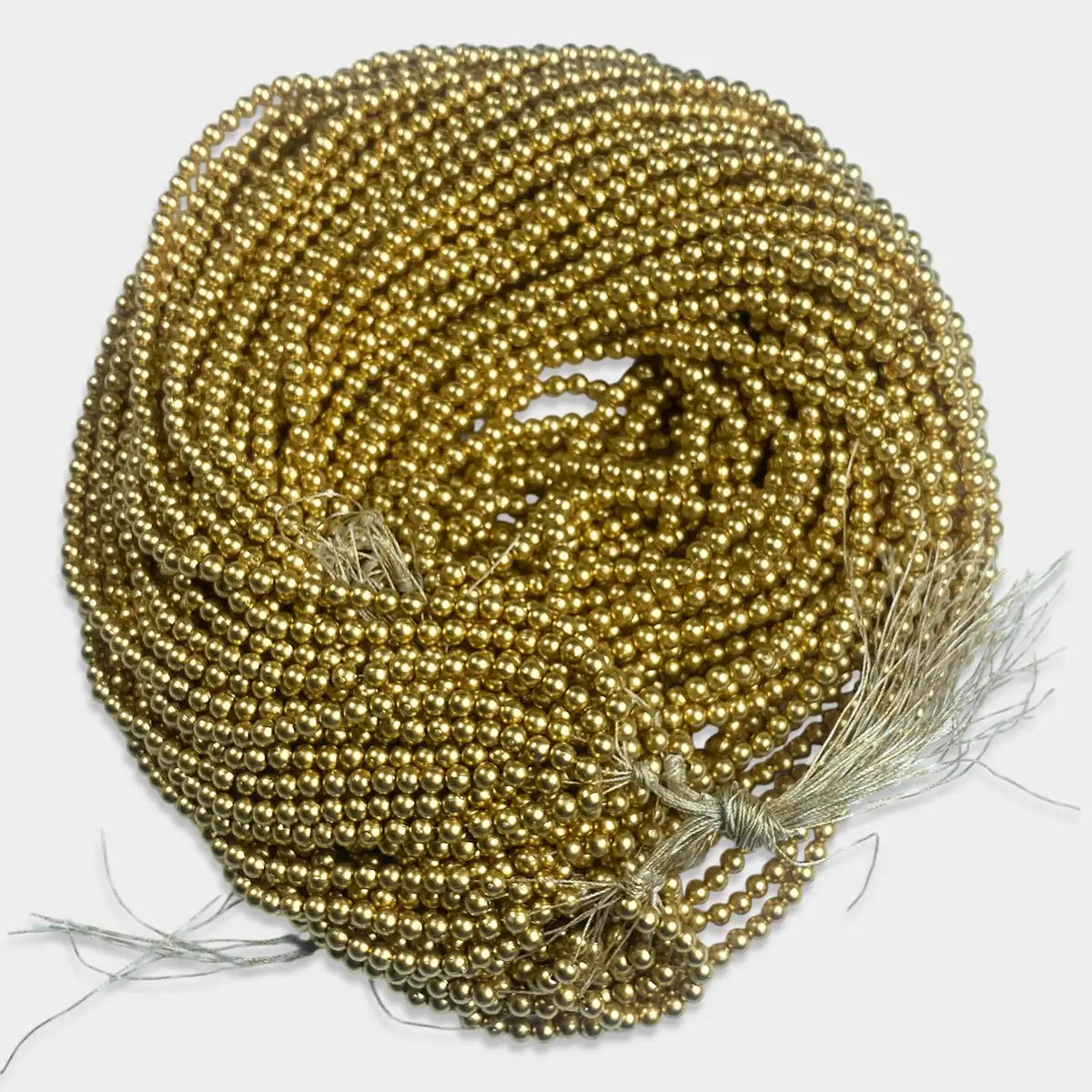 4mm Bunch Beads – 5 Bunches (Each 12 Lines) – Dull Gold