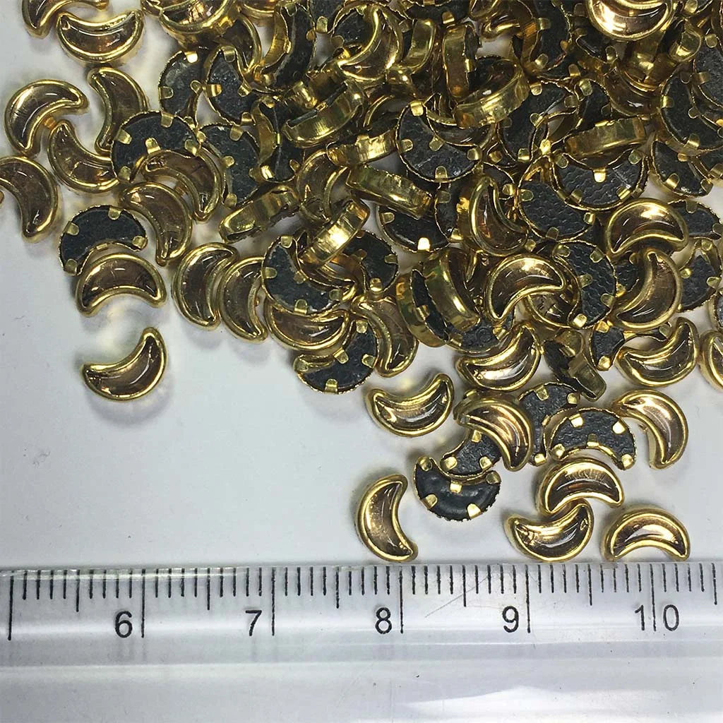 Kundan Stone 6x4mm Gold Color Flat Back Framed Crescent or Moon  Shape - 100 grams