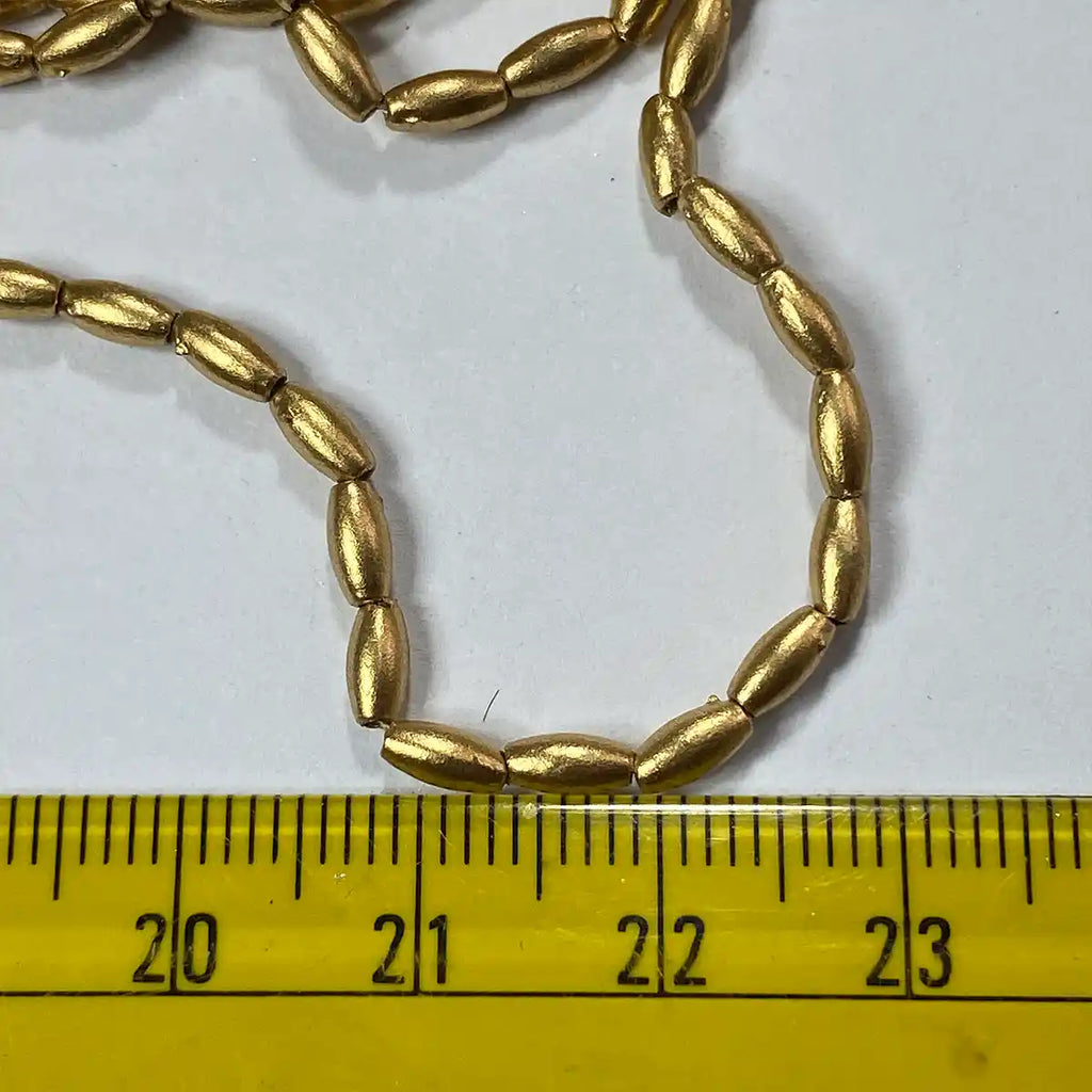 Eye Shape 3mm Bunch Beads – 5 Bunches (Each 12 Lines) – Dull Gold – A1 Quality