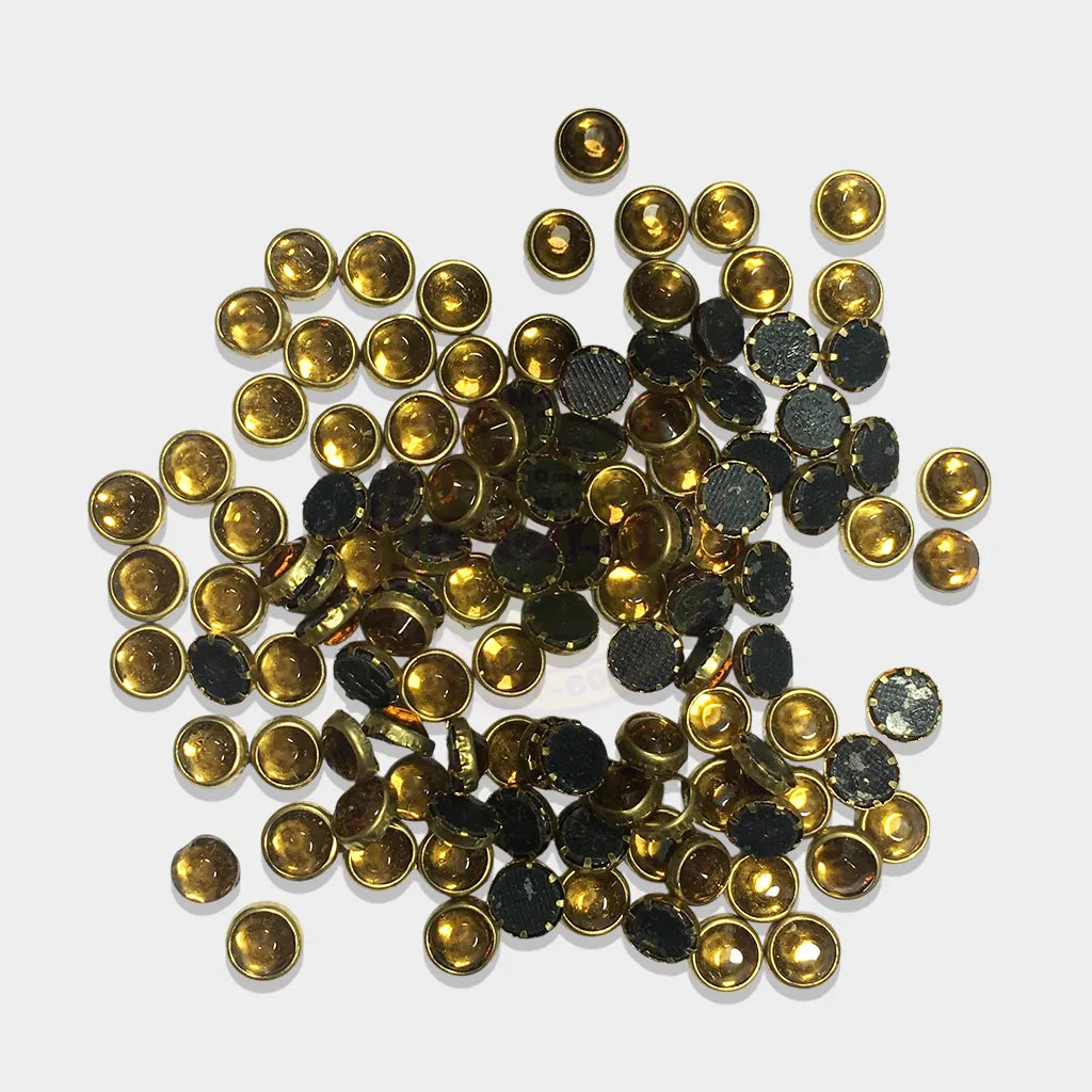 Kundan Stones Round Shape 6MM Gold Color - Pack of 100 grams