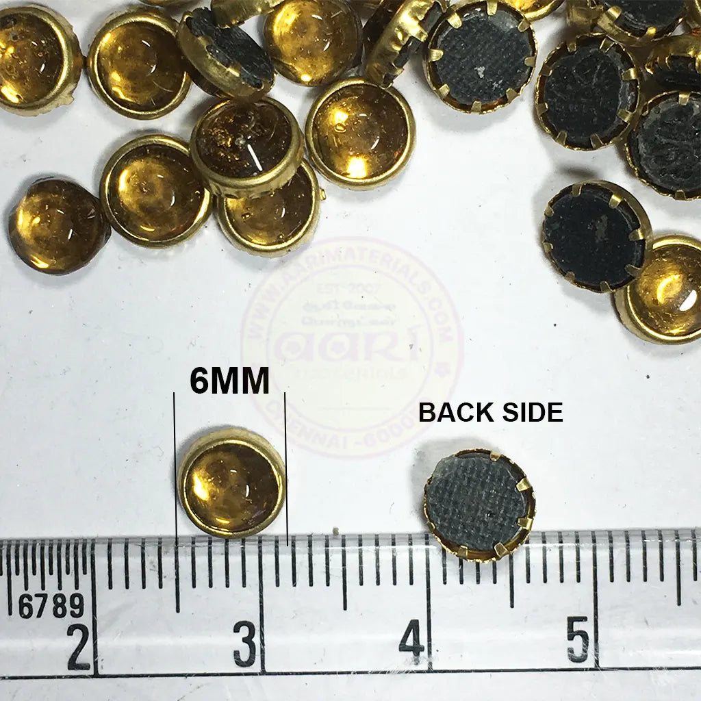 Kundan Stones Round Shape 6MM Gold Color - Pack of 100 grams