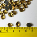 Kundan Stone 9x6mm(8k) Gold Color Flat Back Framed Drop Shape - 100 grams