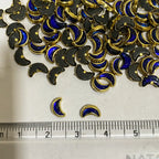 Glossy Kundan Stone 6x4mm Blue Color Crescent or Moon Shape - 50 grams