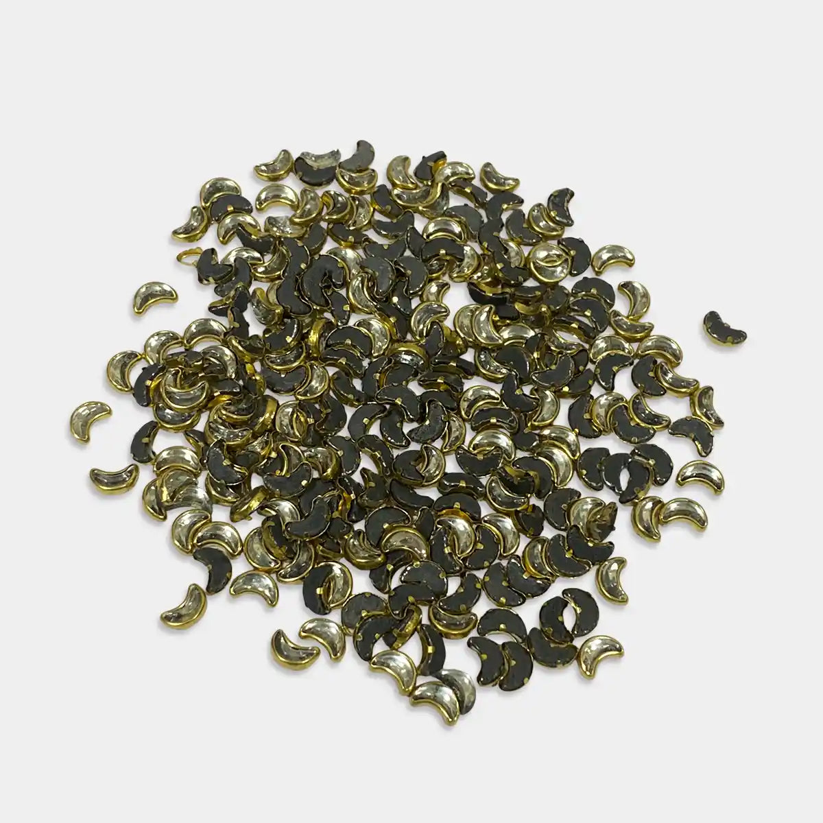 Kundan Stone 6x4mm White Color Flat Back Framed Crescent or Moon  Shape - 100 grams