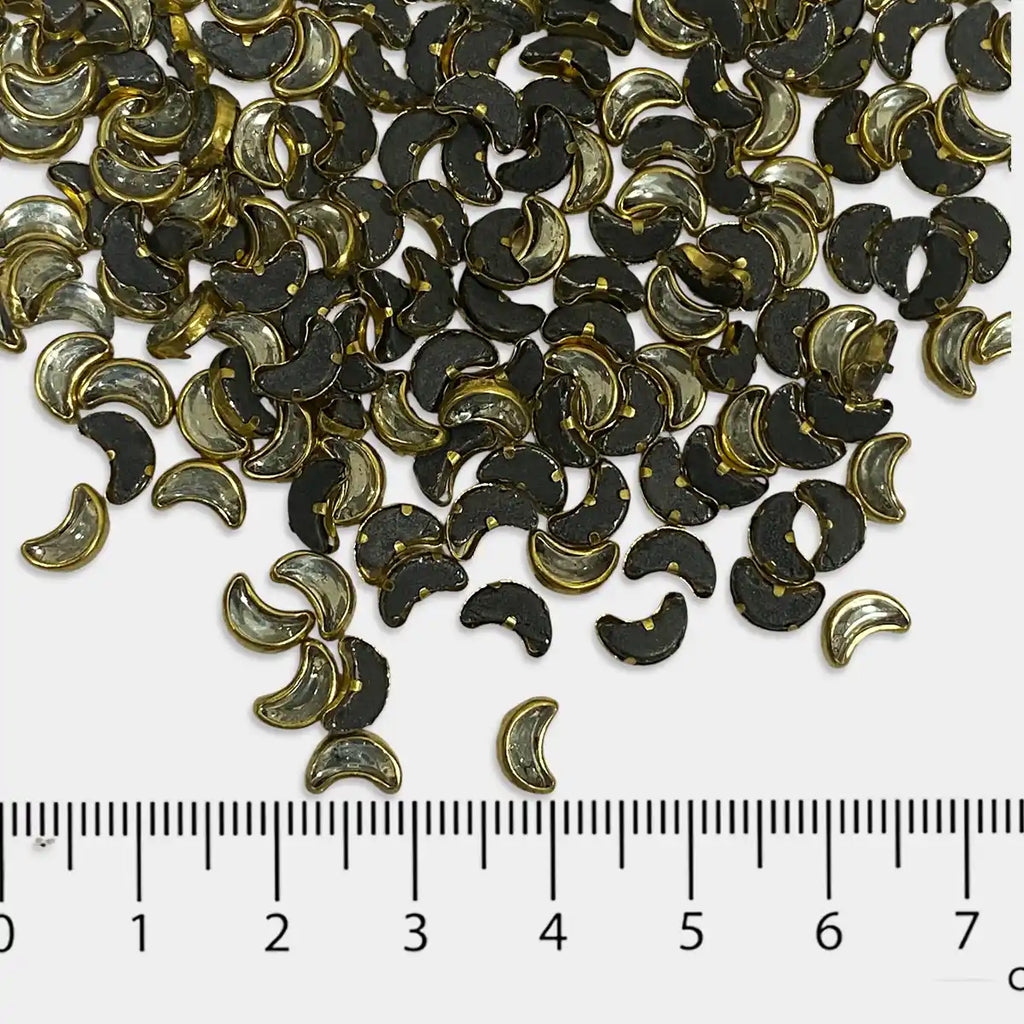 Kundan Stone 6x4mm White Color Flat Back Framed Crescent or Moon  Shape - 100 grams