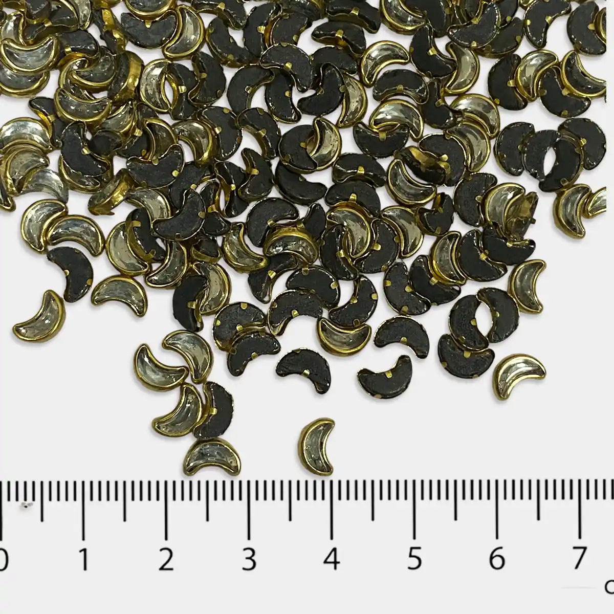 Kundan Stone 6x4mm White Color Flat Back Framed Crescent or Moon  Shape - 100 grams