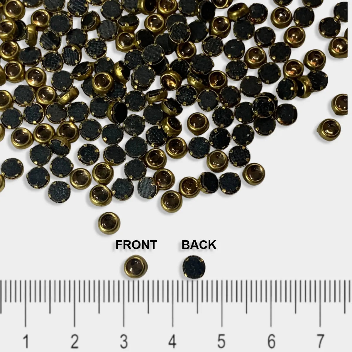 Kundan Stone 3mm Gold Color Flat Back Framed Round Shape - 100 grams