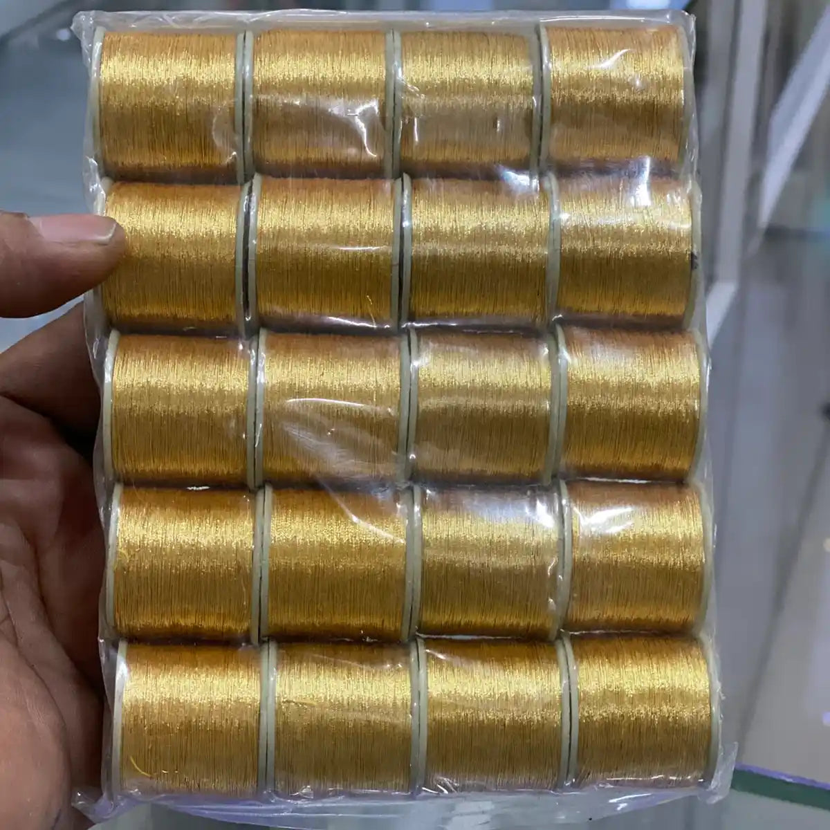 Gold Color Zari Threads Pack of 20 Reels