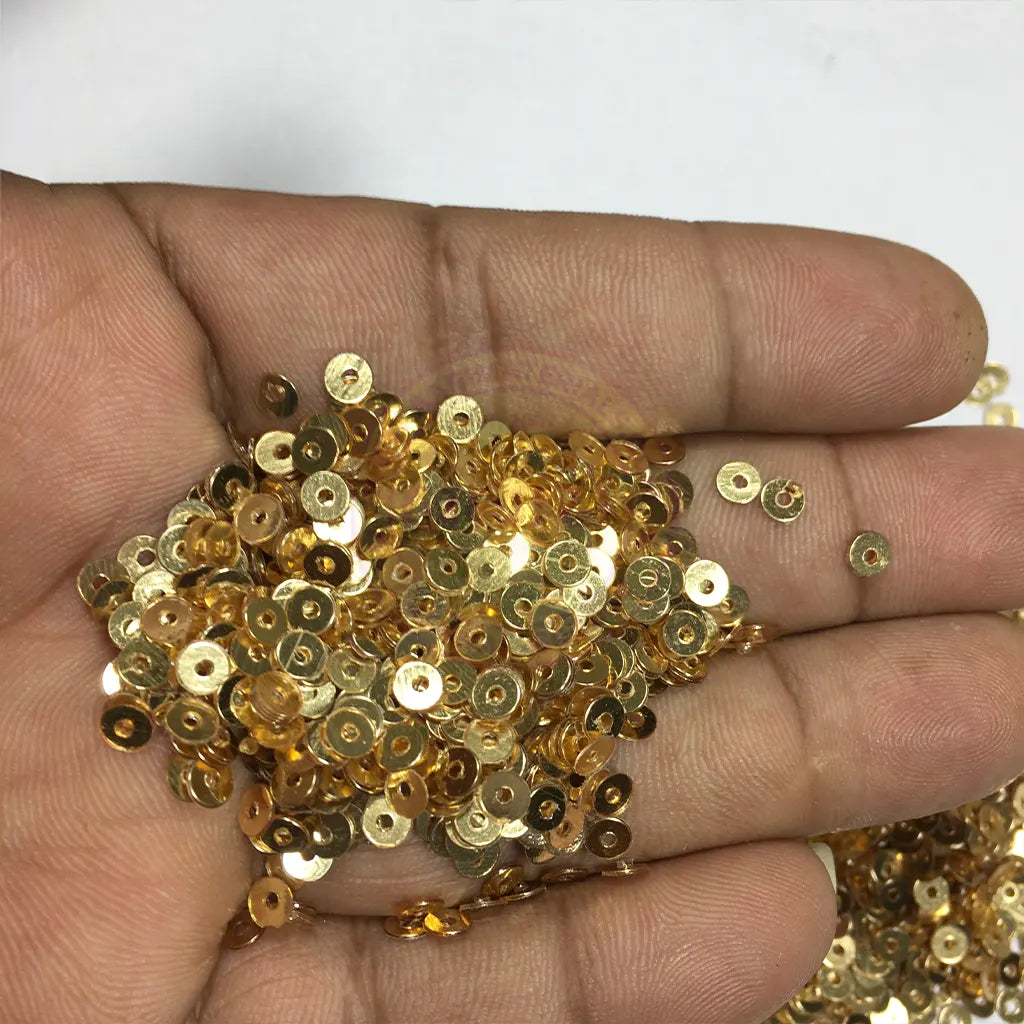 Jamki or Chamki Sequence or Round Shape Sewing Sequins Color Gold