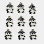 Panda Charm With Cap for Keychains Bracelets Making - Pack of 10 Pieces