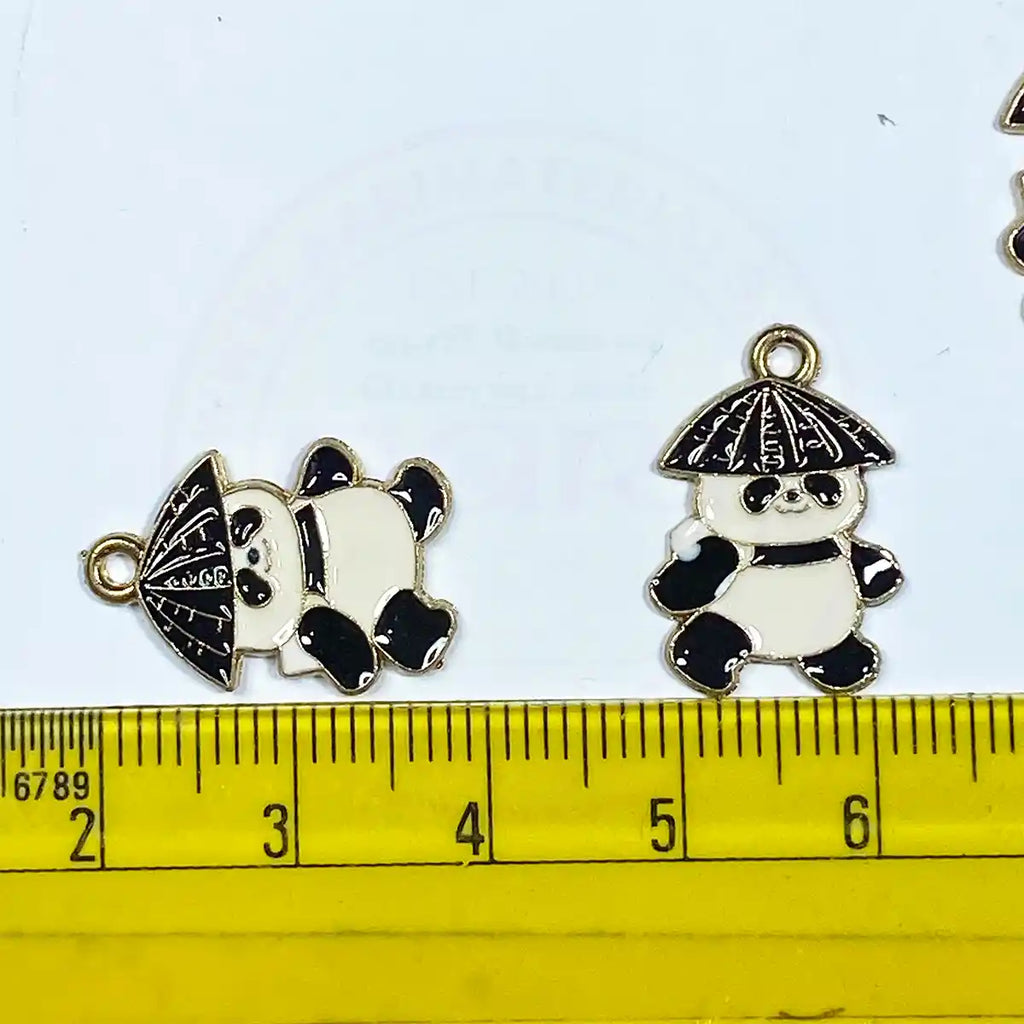 Panda Charm With Cap for Keychains Bracelets Making - Pack of 10 Pieces