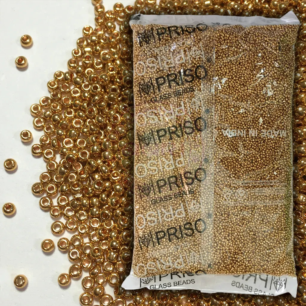 Priso Brand Seed or Sugar Beads Gold Color 10/0(2mm) 450 Grams Full Pack