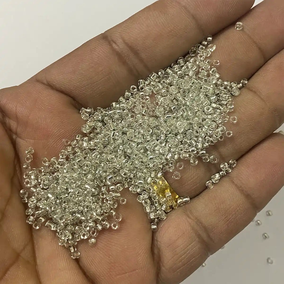 Sugar or Seed Beads Silver or Glass White Color 10/0(2mm) 100Grams Pack