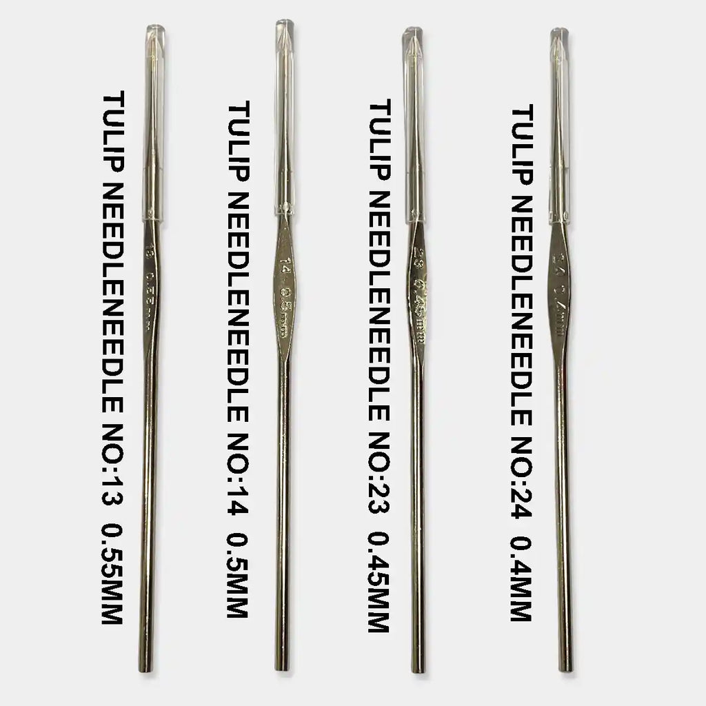 Tulip Needle Combo Pack of 4 – Size 13, 14, 23, 24 – Embroidery & Aari Work Needles for Beads, Zardoshi & Thread Work