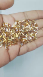 Tube or Salli Beads 4mm Gold with MultiColor Shade - Pack of 50 Grams
