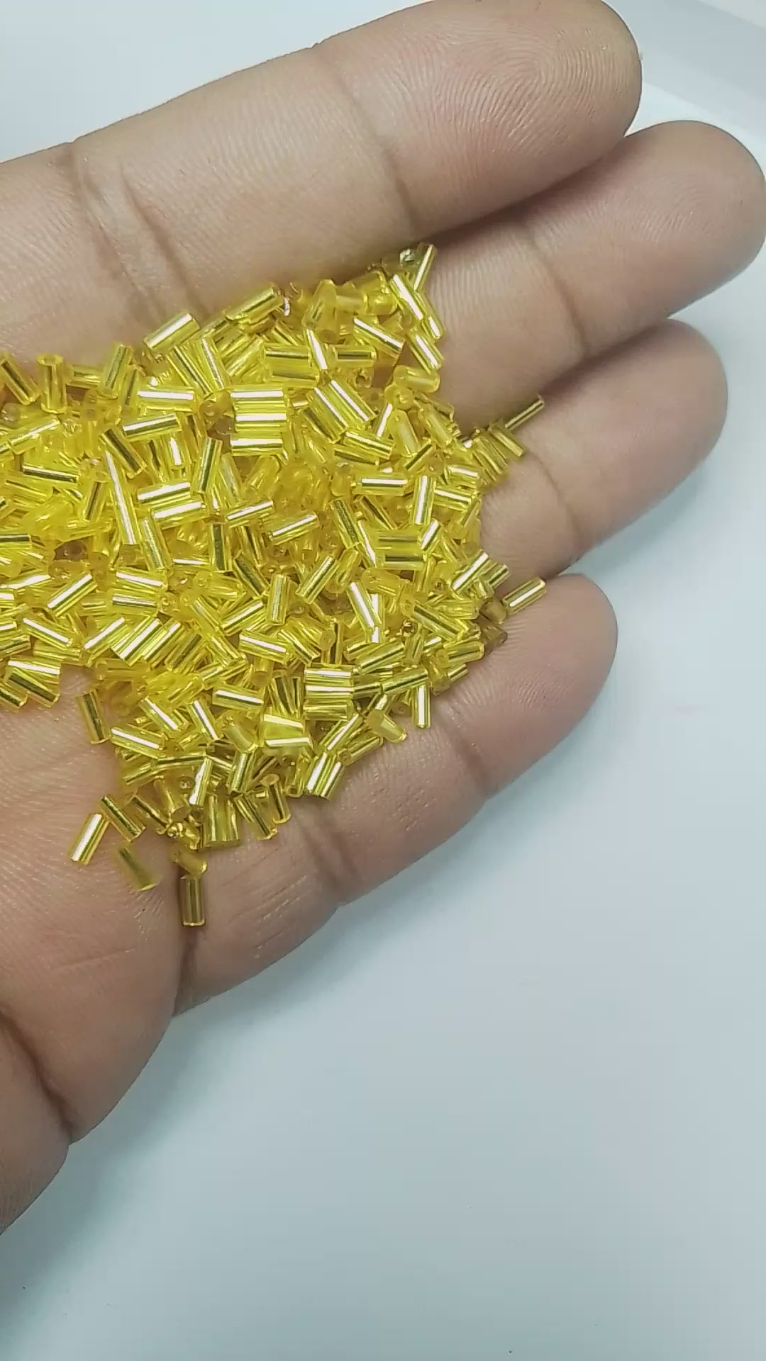 (Copy) Tube or Salli Beads 4mm Yellow Color - Pack of 50 Grams