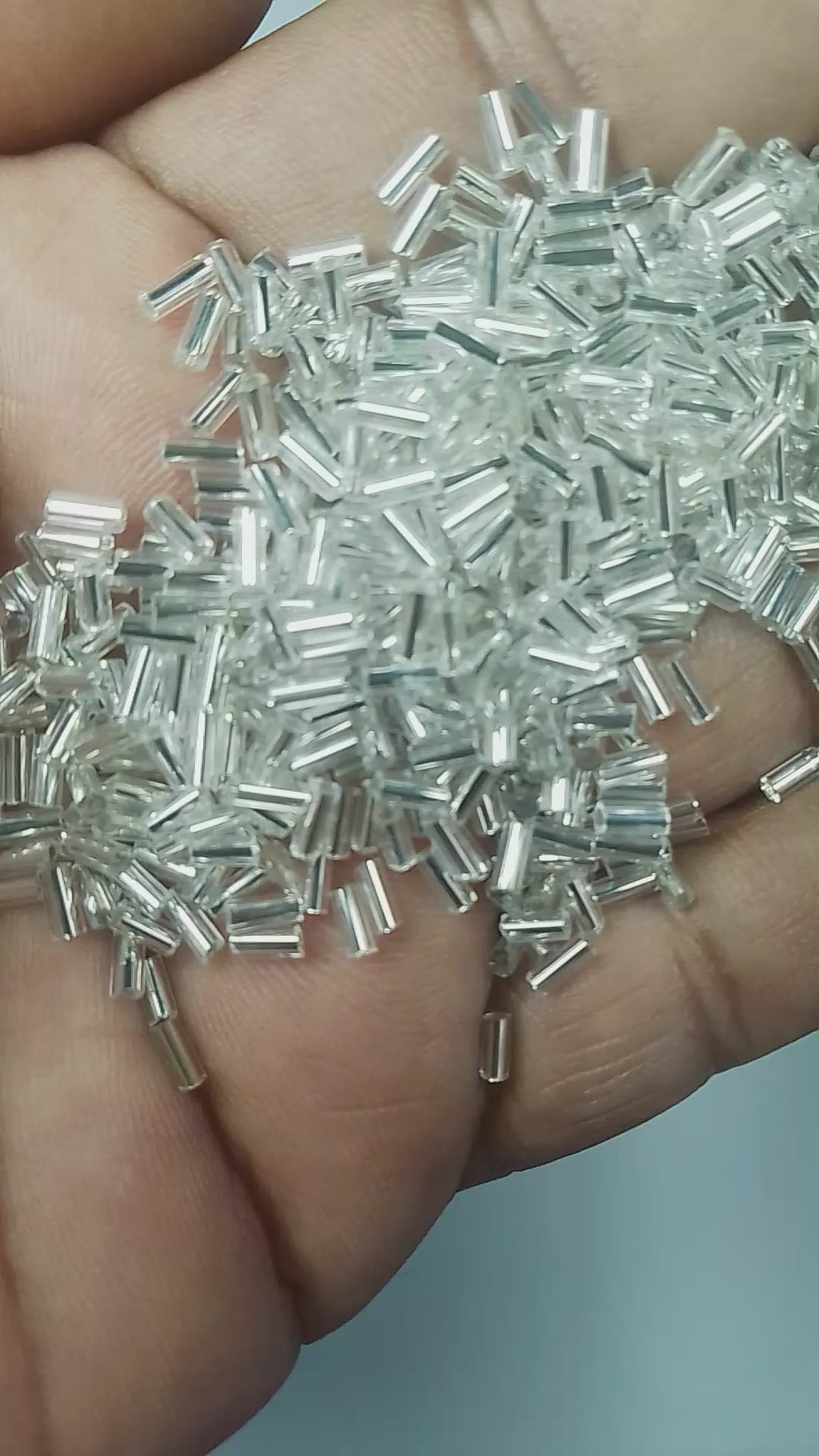 Tube or Salli Beads 4MM White or Clear Glass - Pack of 50 grams