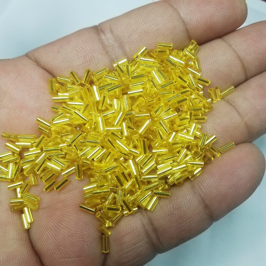 (Copy) Tube or Salli Beads 4mm Yellow Color - Pack of 50 Grams
