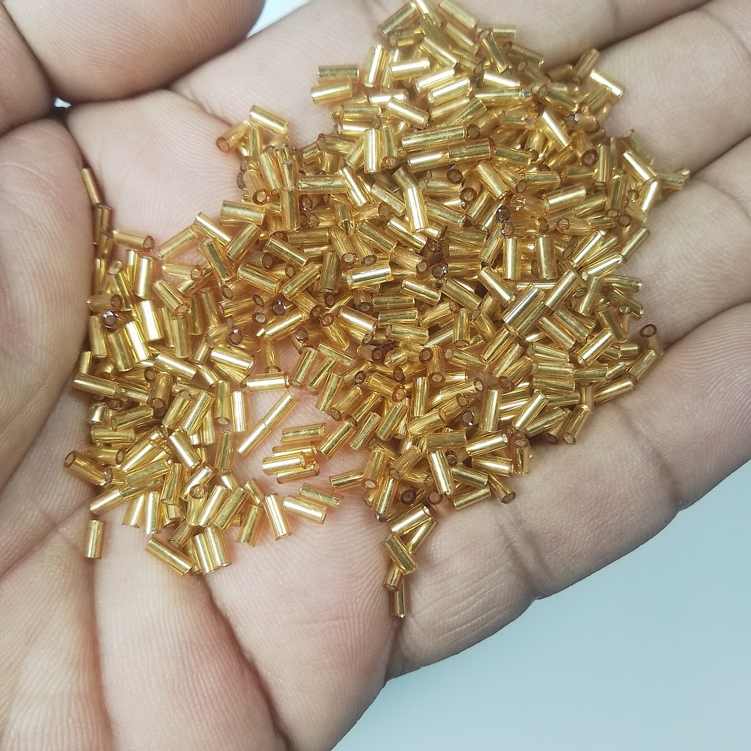 Tube or Salli Beads 4mm Dark Gold Color - Pack of 50 Grams