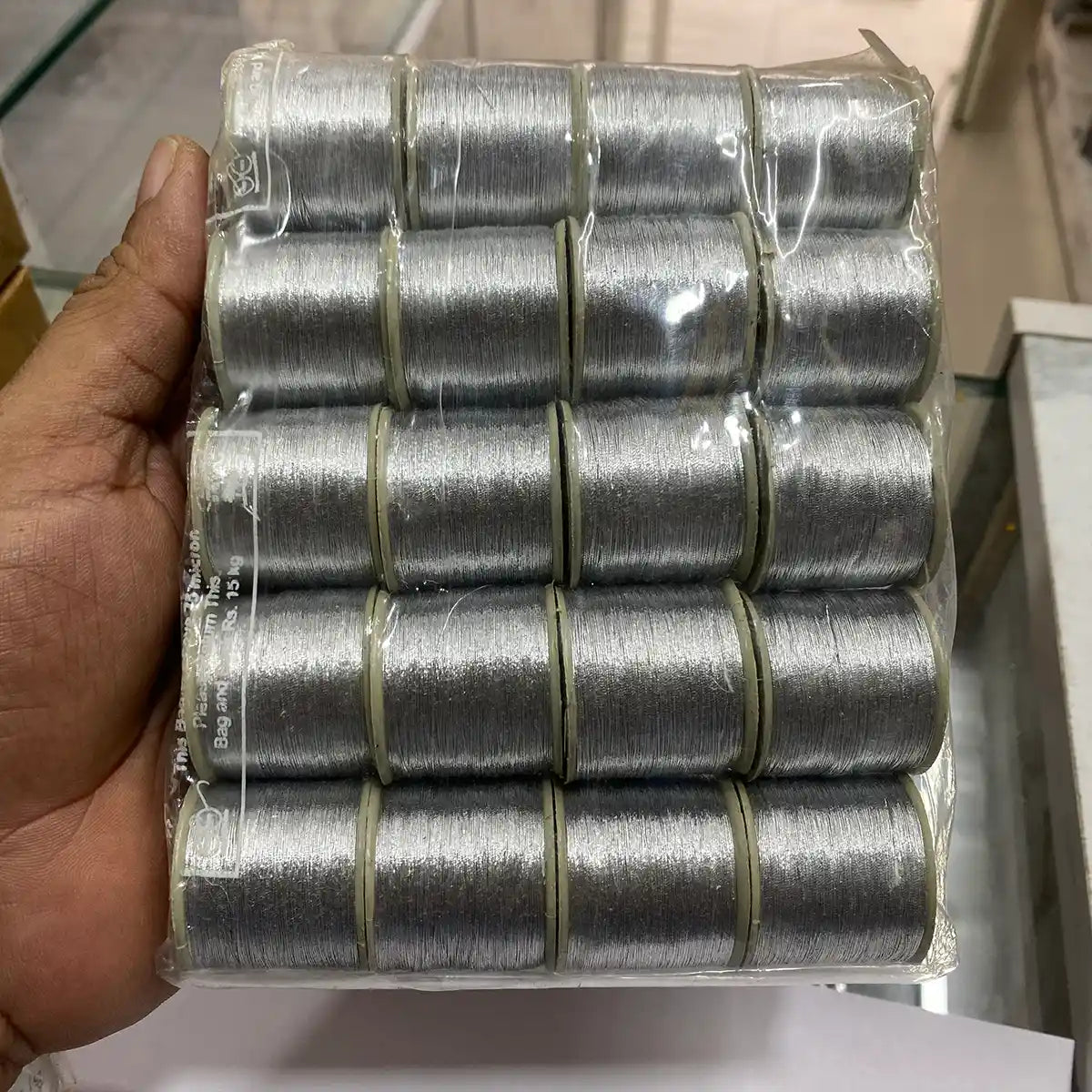 Silver Color Zari Threads Pack of 20 Reels